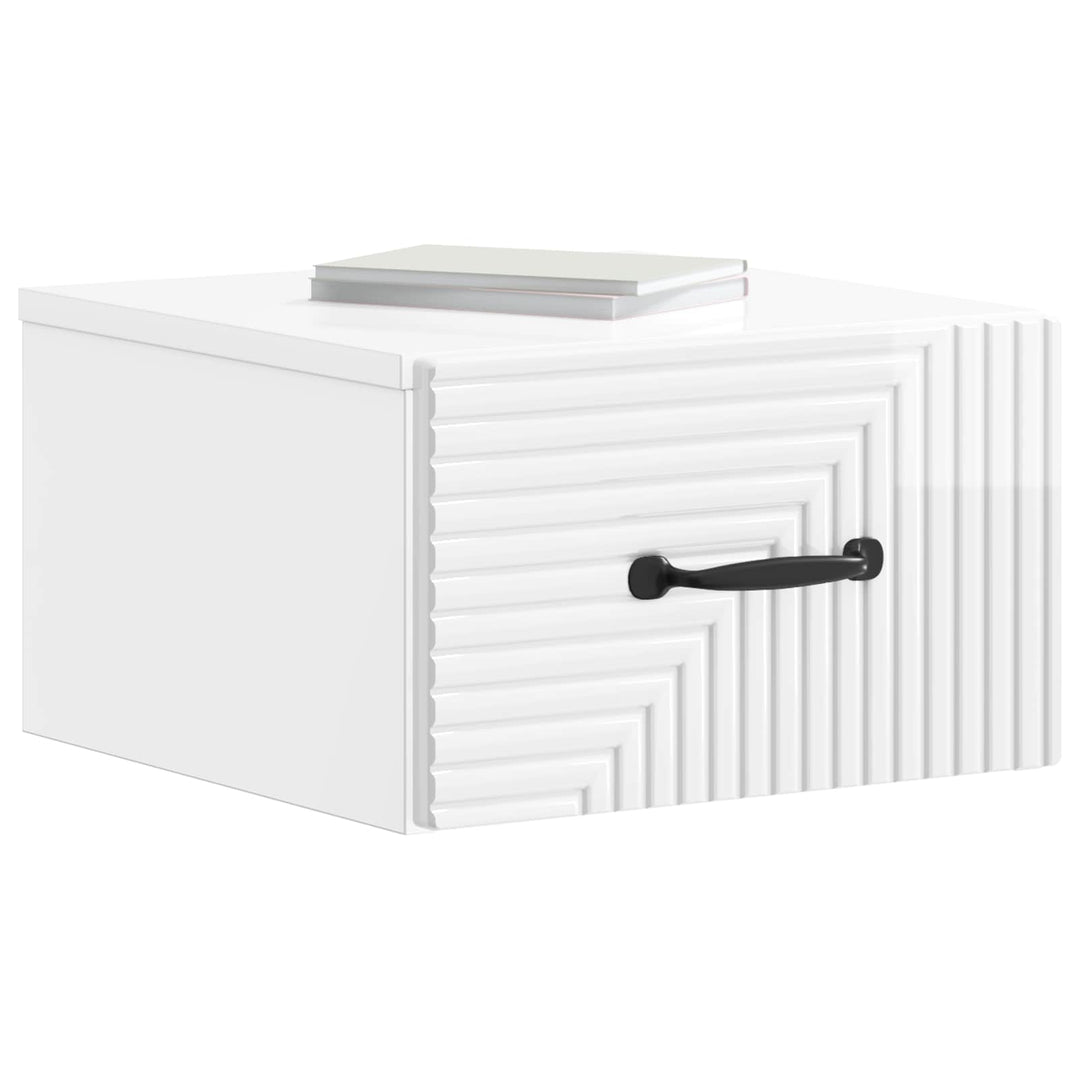 Væghængt Natbord 2 pcs Hvid højglans 34,5 x 33 x 20 cm