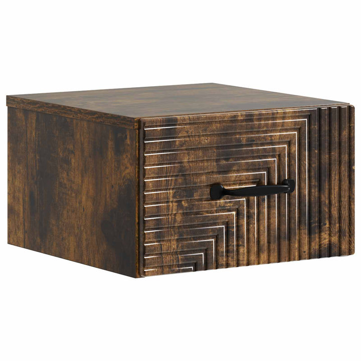 Væghængt Natbord med skuffe 2 pcs Røget eg 34,5 x 33 x 20 cm