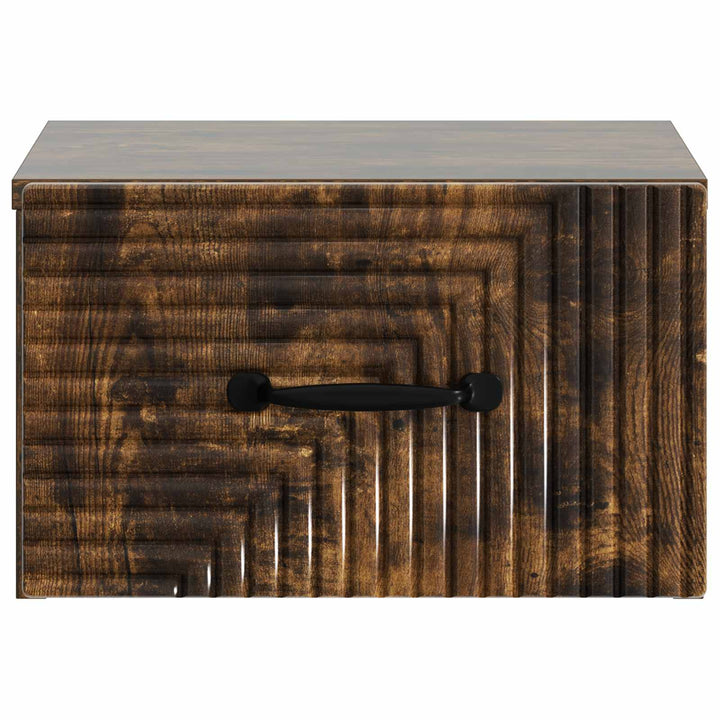 Væghængt Natbord med skuffe 2 pcs Røget eg 34,5 x 33 x 20 cm