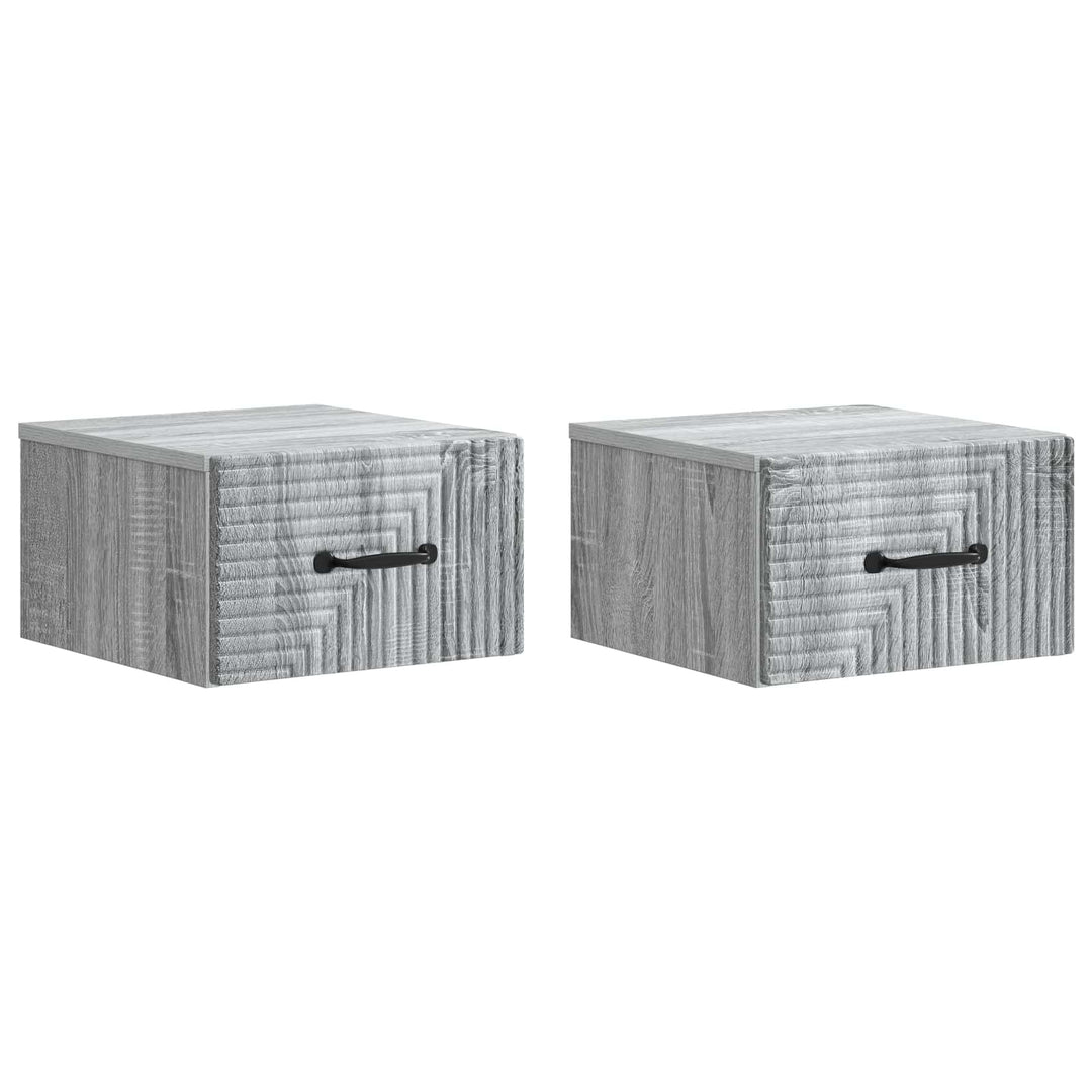Væghængt Natbord 2 pcs Grå sonoma-eg 34,5 x 33 x 20 cm