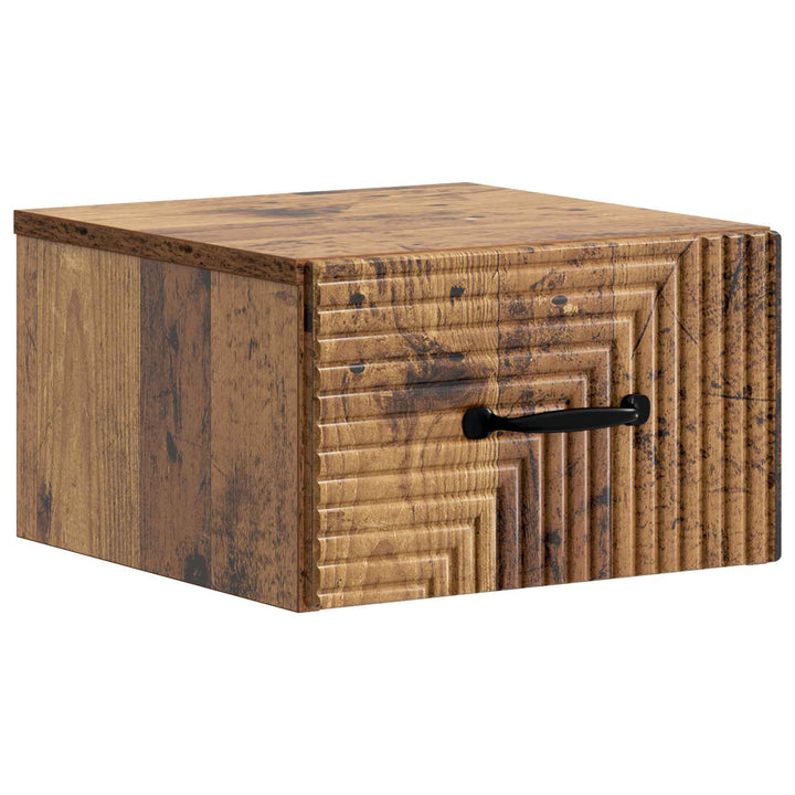 Væghængt Natbord Gammelt træ 34,5 x 33 x 20 cm Konstrueret træ