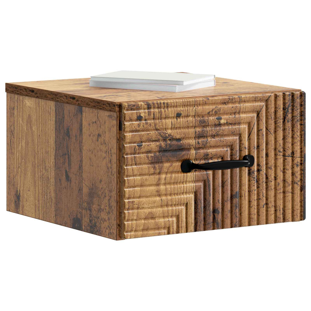 Væghængt Natbord Gammelt træ 34,5 x 33 x 20 cm Konstrueret træ