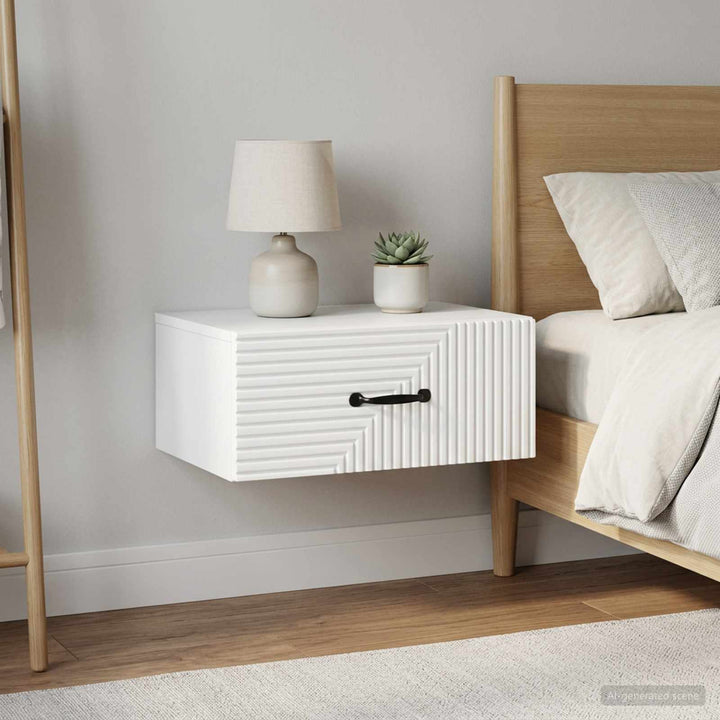 Væghængt Natbord 2 pcs Hvid 49 x 34,5 x 20 cm Konstrueret træ