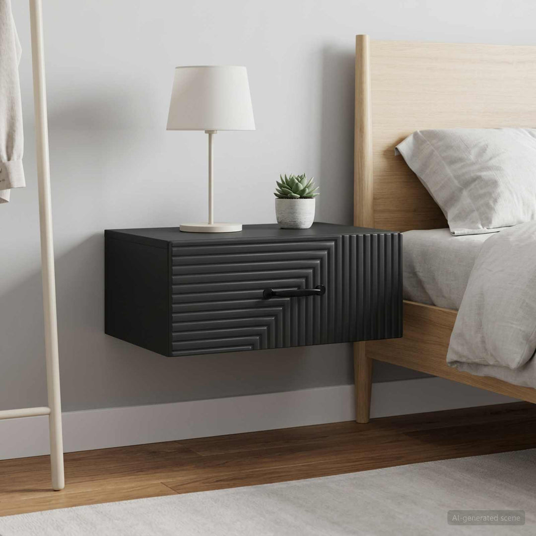 Væghængt Natbord 2 pcs Sort 49 x 34,5 x 20 cm Konstrueret træ