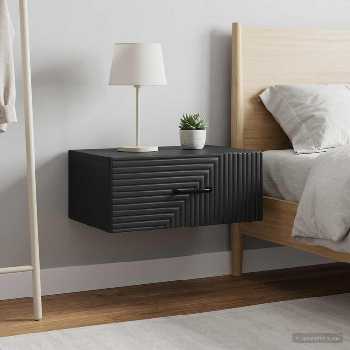 Væghængt Natbord 2 pcs Sort 49 x 34,5 x 20 cm Konstrueret træ