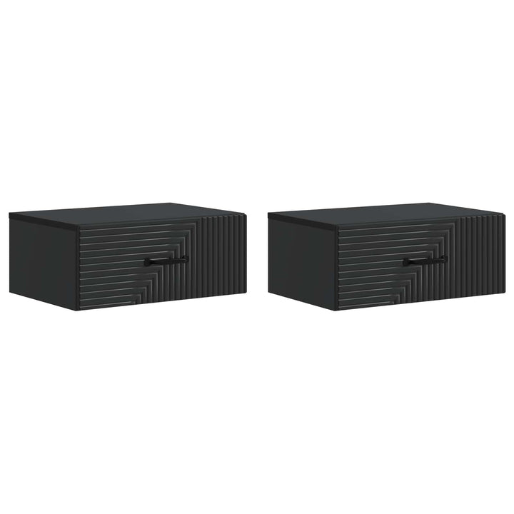 Væghængt Natbord 2 pcs Sort 49 x 34,5 x 20 cm Konstrueret træ