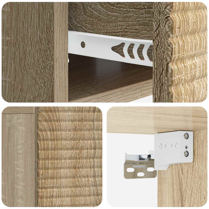 Væghængt Natbord med skuffe 2 pcs Sonoma-eg 49 x 34,5 x 20 cm