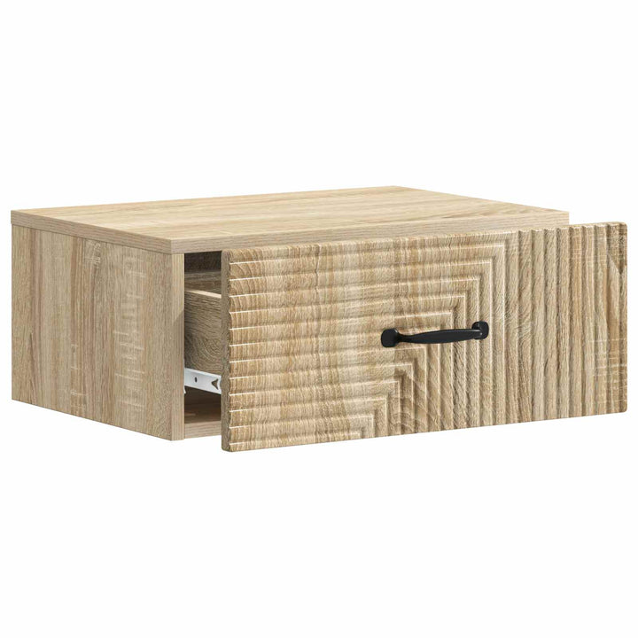 Væghængt Natbord med skuffe 2 pcs Sonoma-eg 49 x 34,5 x 20 cm
