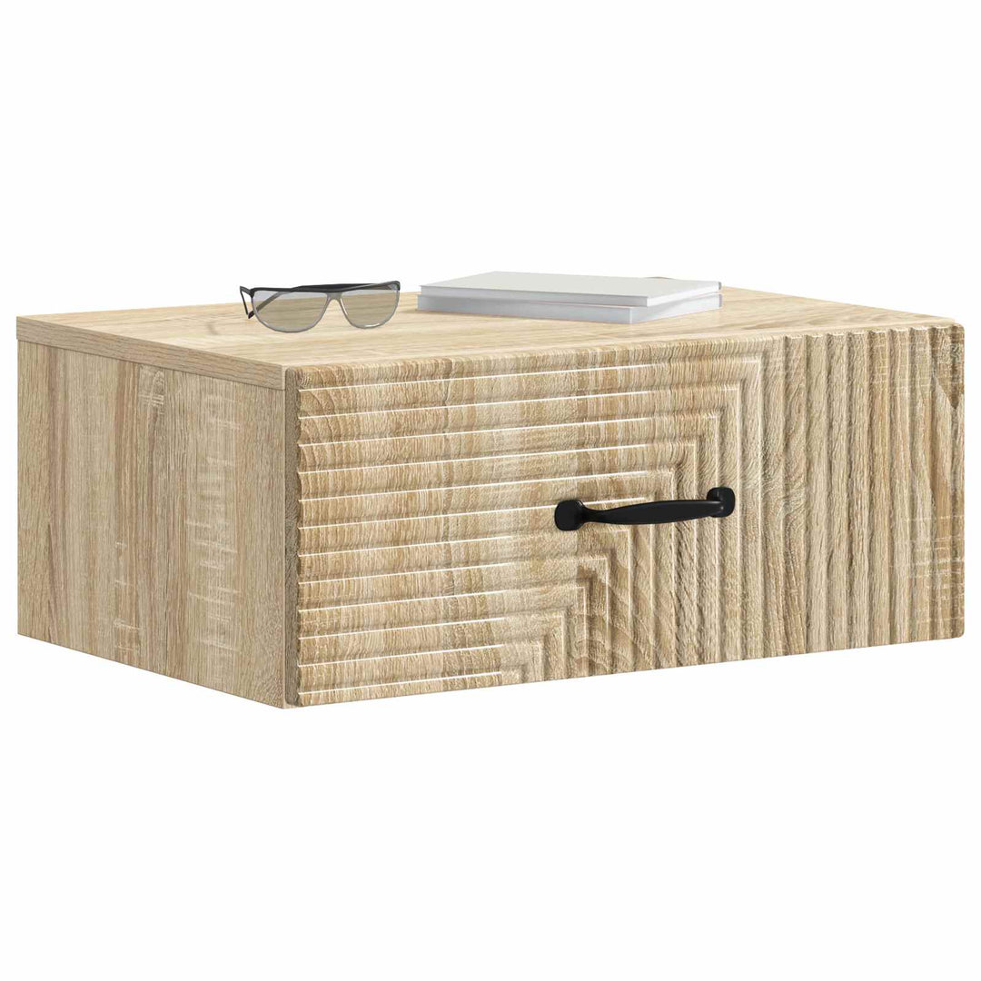 Væghængt Natbord med skuffe 2 pcs Sonoma-eg 49 x 34,5 x 20 cm