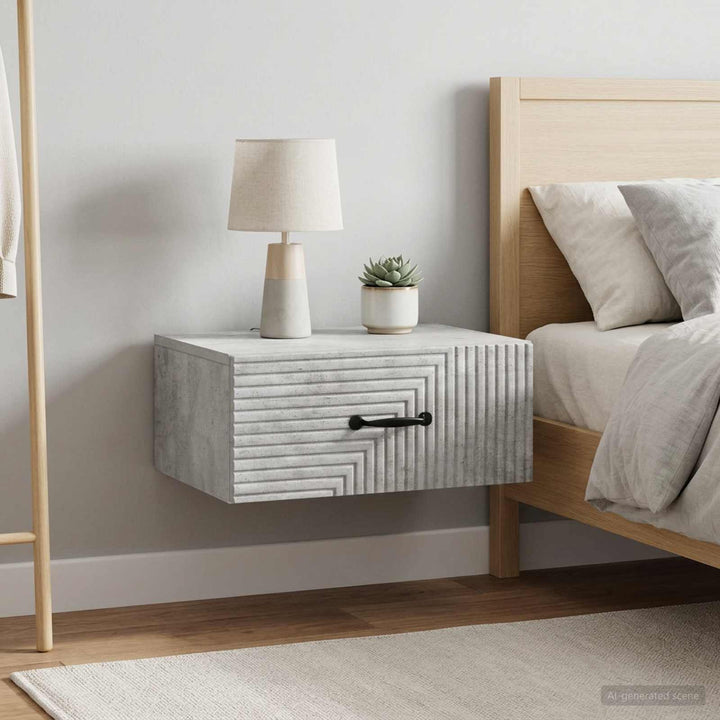 Væghængt Natbord med skuffe 2 pcs Betongrå 49 x 34,5 x 20 cm