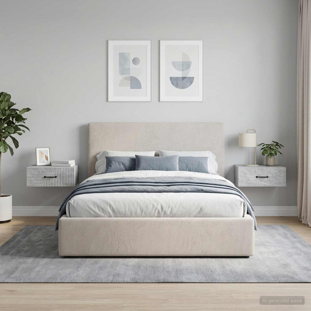 Væghængt Natbord med skuffe 2 pcs Betongrå 49 x 34,5 x 20 cm