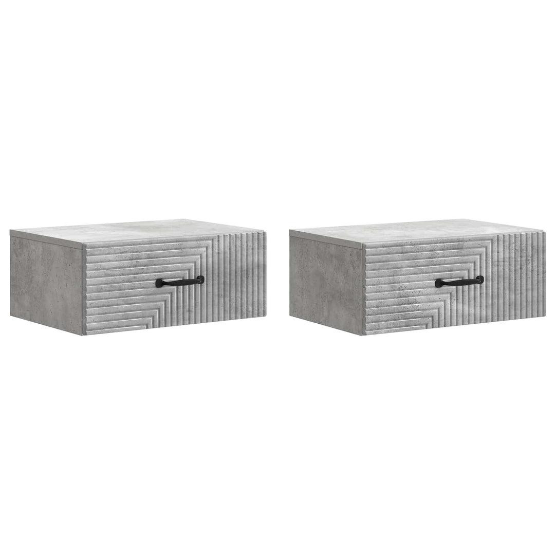 Væghængt Natbord med skuffe 2 pcs Betongrå 49 x 34,5 x 20 cm