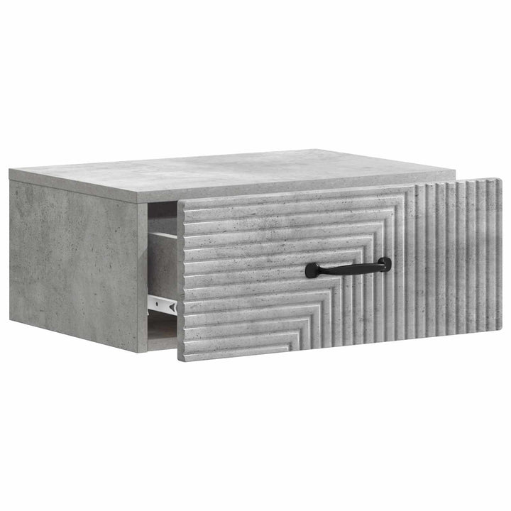 Væghængt Natbord med skuffe 2 pcs Betongrå 49 x 34,5 x 20 cm