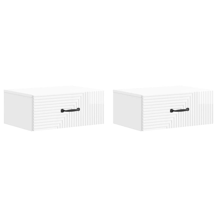 Væghængt Natbord 2 pcs Hvid højglans 49 x 34,5 x 20 cm