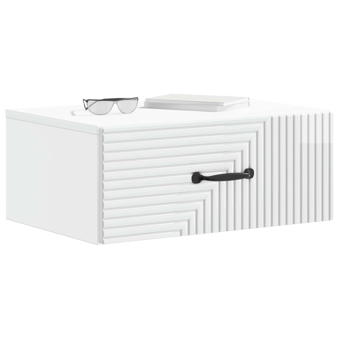 Væghængt Natbord 2 pcs Hvid højglans 49 x 34,5 x 20 cm