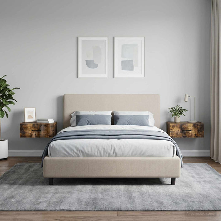 Væghængt Natbord med skuffe 2 pcs Røget eg 49 x 34,5 x 20 cm