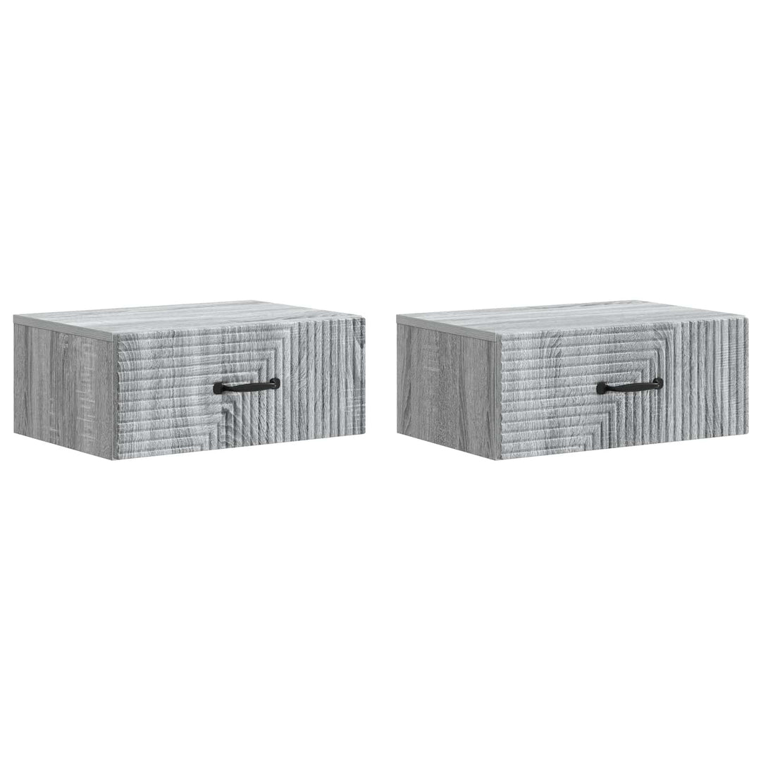 Væghængt Natbord 2 pcs Grå sonoma-eg 49 x 34,5 x 20 cm