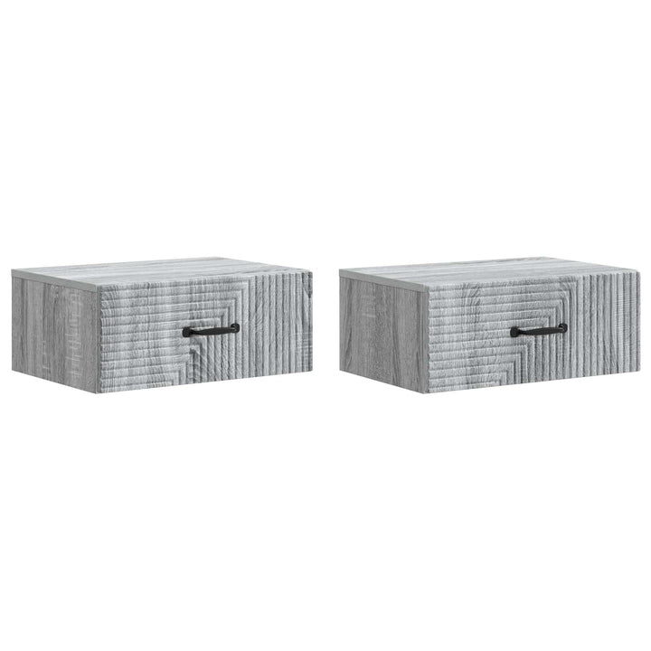 Væghængt Natbord 2 pcs Grå sonoma-eg 49 x 34,5 x 20 cm