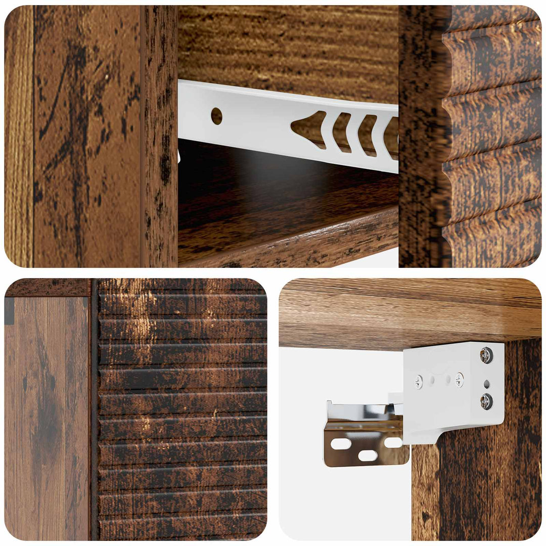 Væghængt Natbord med skuffe 2 pcs Gammelt træ 49 x 34,5 x 20 cm