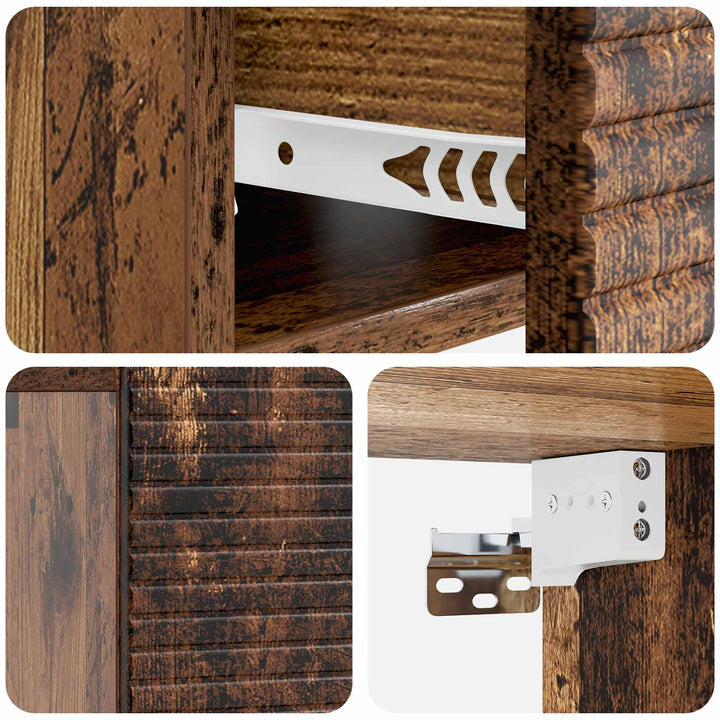 Væghængt Natbord med skuffe 2 pcs Gammelt træ 49 x 34,5 x 20 cm