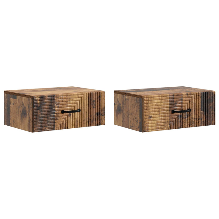 Væghængt Natbord med skuffe 2 pcs Gammelt træ 49 x 34,5 x 20 cm