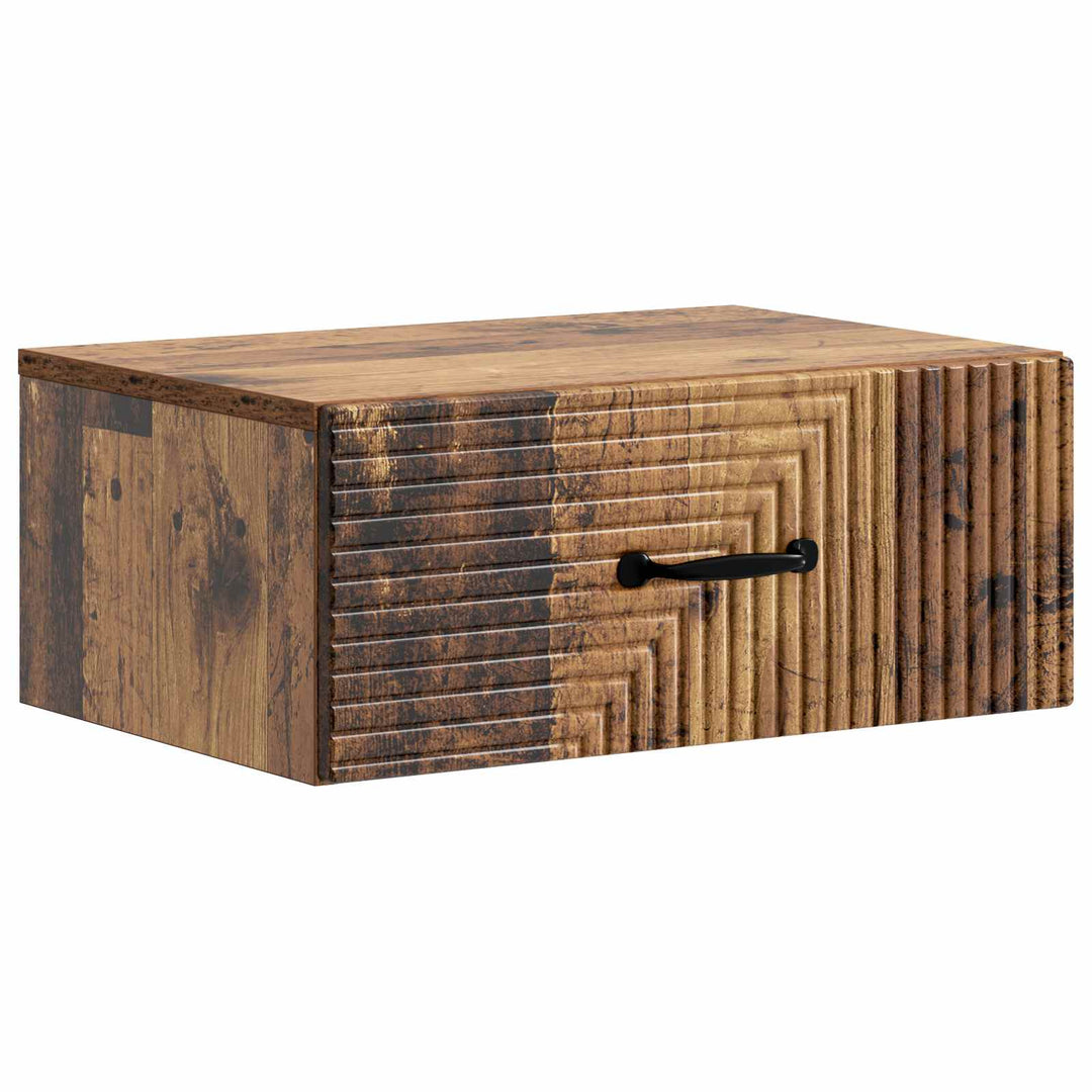 Væghængt Natbord med skuffe 2 pcs Gammelt træ 49 x 34,5 x 20 cm