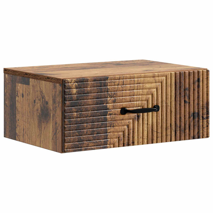 Væghængt Natbord med skuffe 2 pcs Gammelt træ 49 x 34,5 x 20 cm