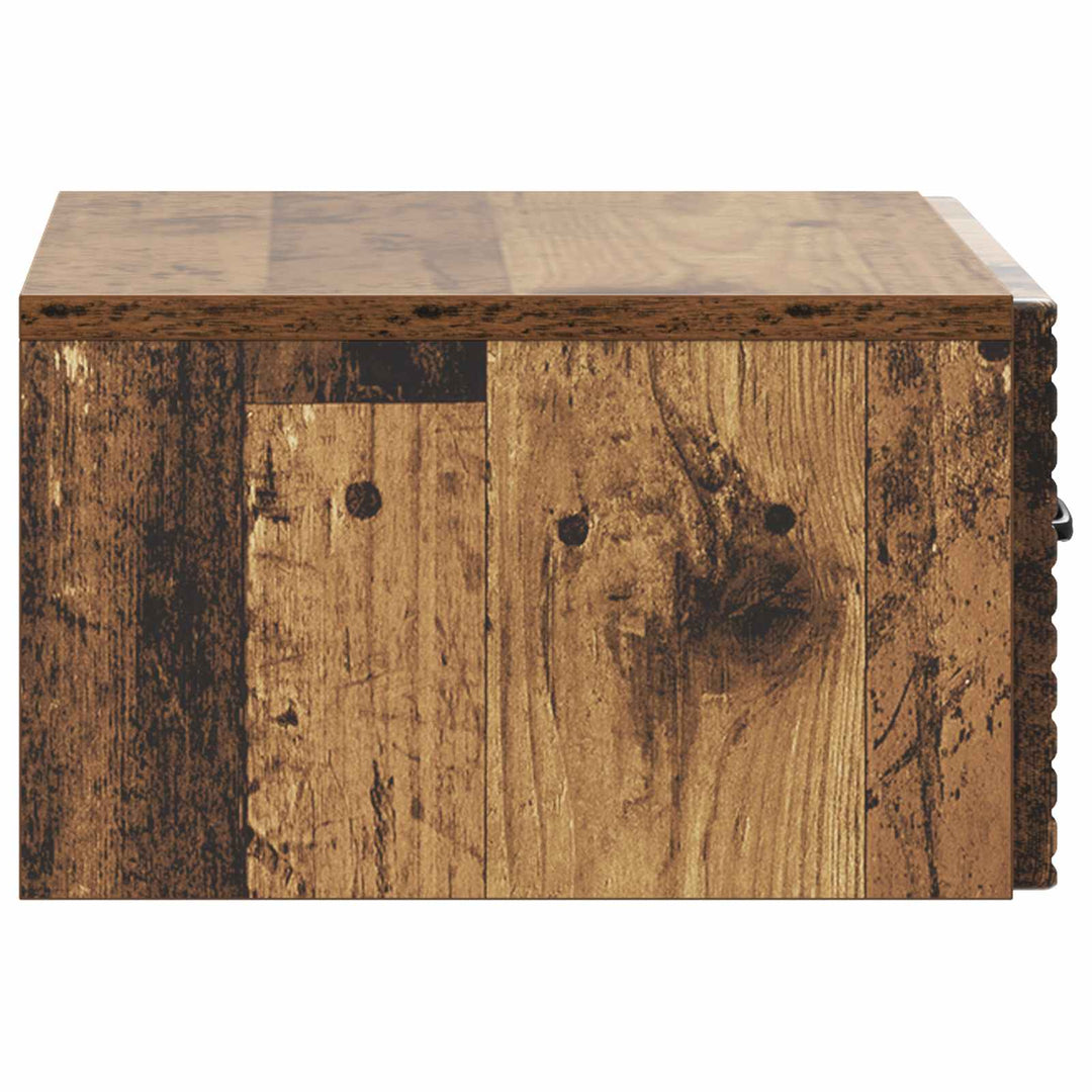 Væghængt Natbord med skuffe 2 pcs Gammelt træ 49 x 34,5 x 20 cm