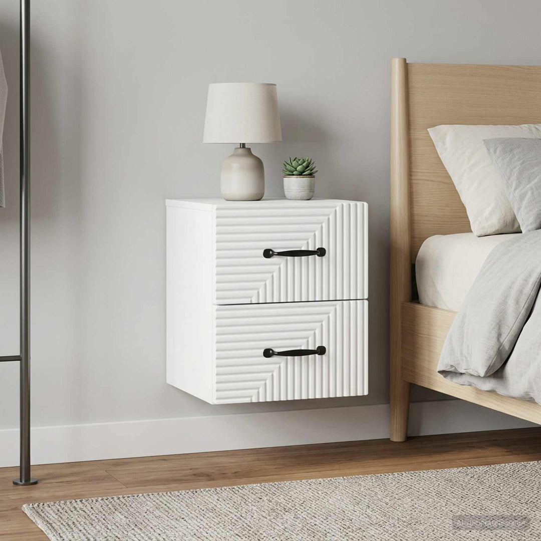 Væghængt Natbord 2 pcs Hvid 34,5 x 33 x 40 cm Konstrueret træ