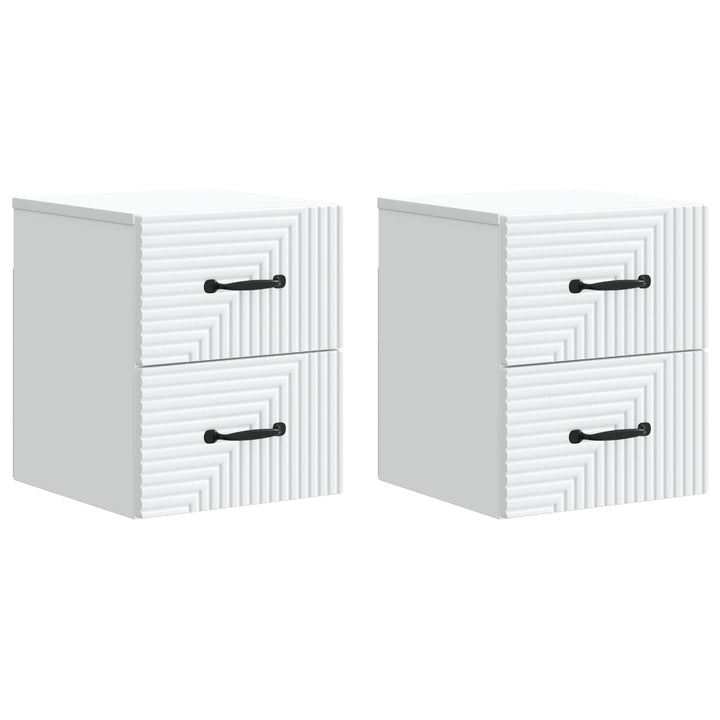 Væghængt Natbord 2 pcs Hvid 34,5 x 33 x 40 cm Konstrueret træ