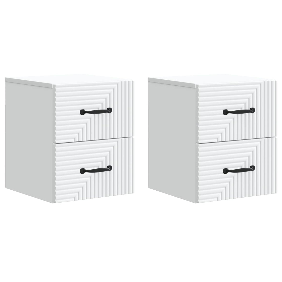 Væghængt Natbord 2 pcs Hvid 34,5 x 33 x 40 cm Konstrueret træ