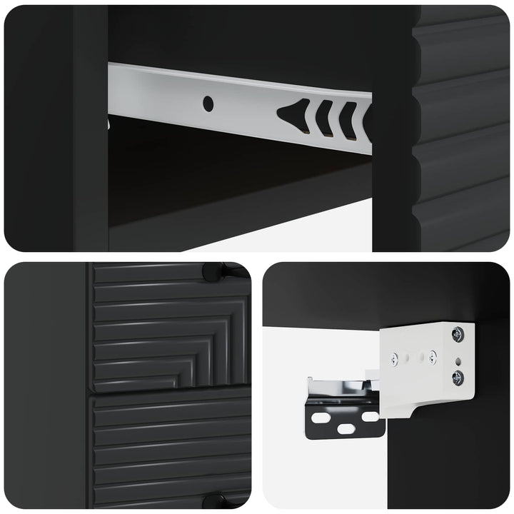 Væghængt Natbord 2 pcs Sort 34,5 x 33 x 40 cm Konstrueret træ