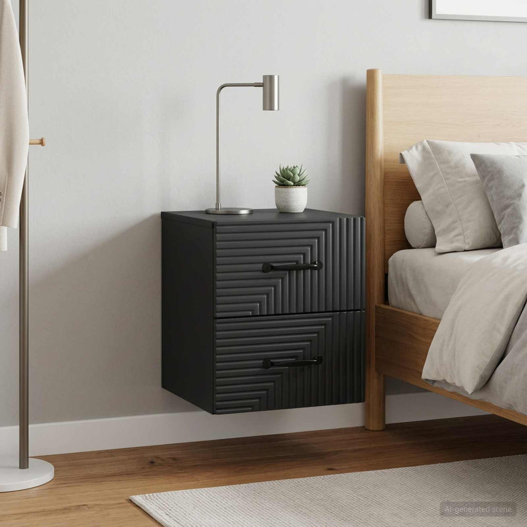 Væghængt Natbord 2 pcs Sort 34,5 x 33 x 40 cm Konstrueret træ