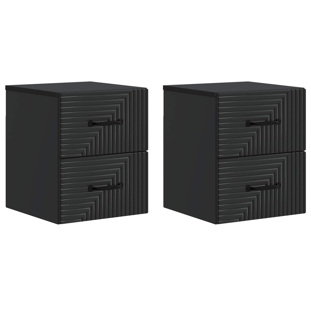 Væghængt Natbord 2 pcs Sort 34,5 x 33 x 40 cm Konstrueret træ