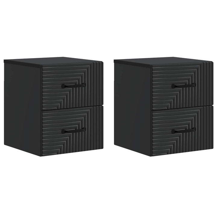 Væghængt Natbord 2 pcs Sort 34,5 x 33 x 40 cm Konstrueret træ