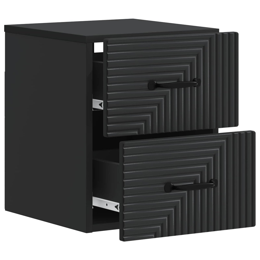 Væghængt Natbord 2 pcs Sort 34,5 x 33 x 40 cm Konstrueret træ