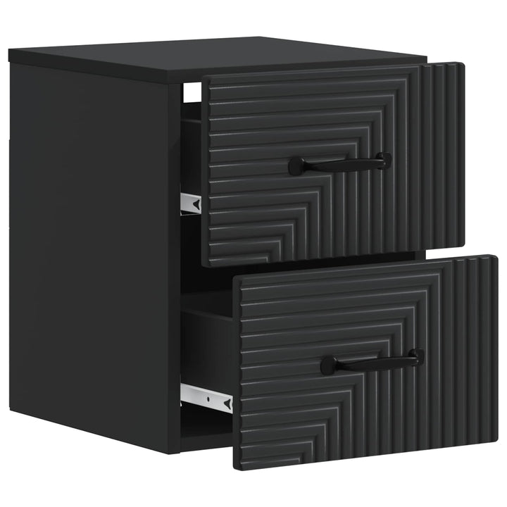 Væghængt Natbord 2 pcs Sort 34,5 x 33 x 40 cm Konstrueret træ