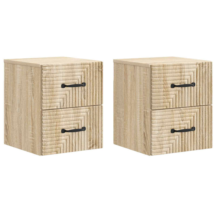 Væghængt Natbord med skuffe 2 pcs Sonoma-eg 34,5 x 33 x 40 cm