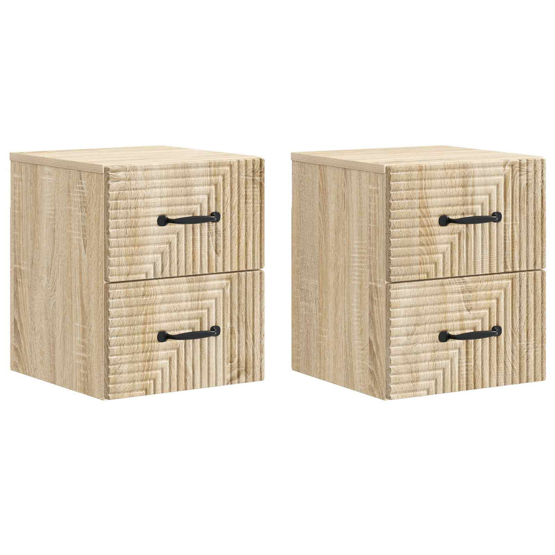 Væghængt Natbord med skuffe 2 pcs Sonoma-eg 34,5 x 33 x 40 cm