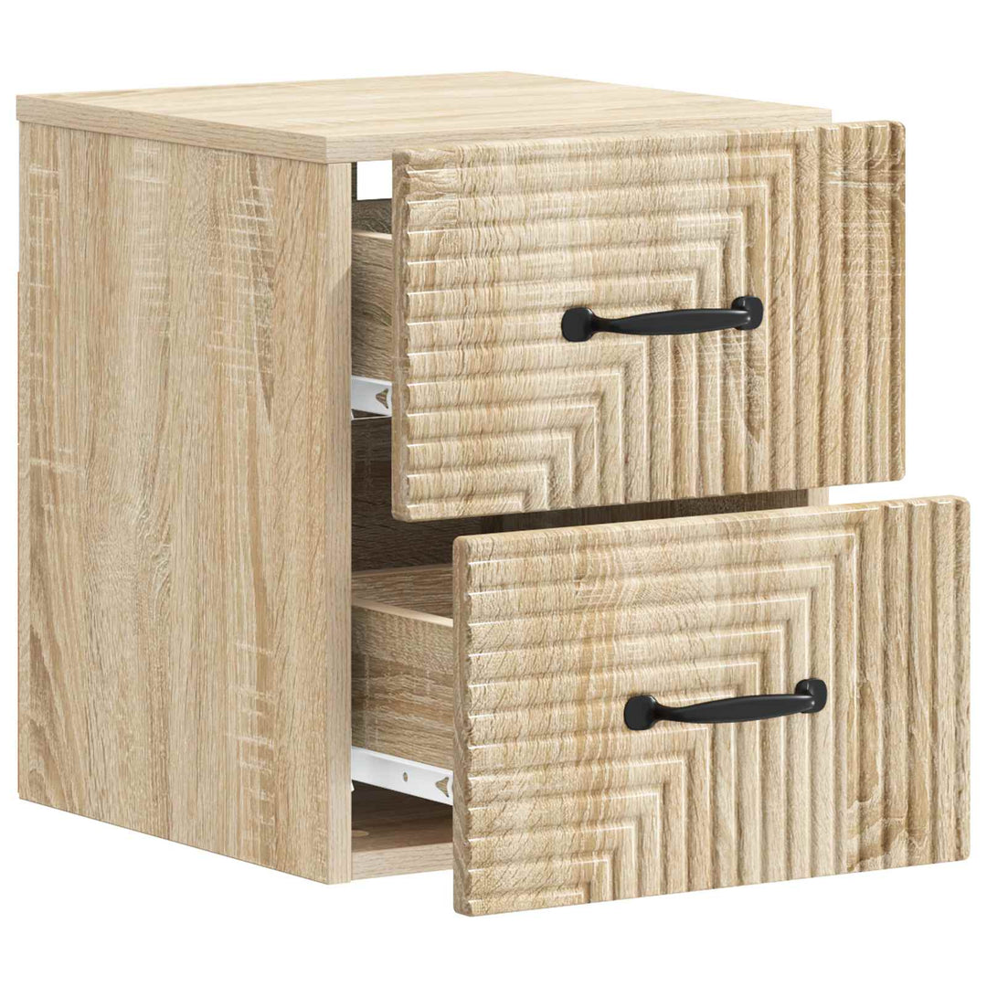 Væghængt Natbord med skuffe 2 pcs Sonoma-eg 34,5 x 33 x 40 cm