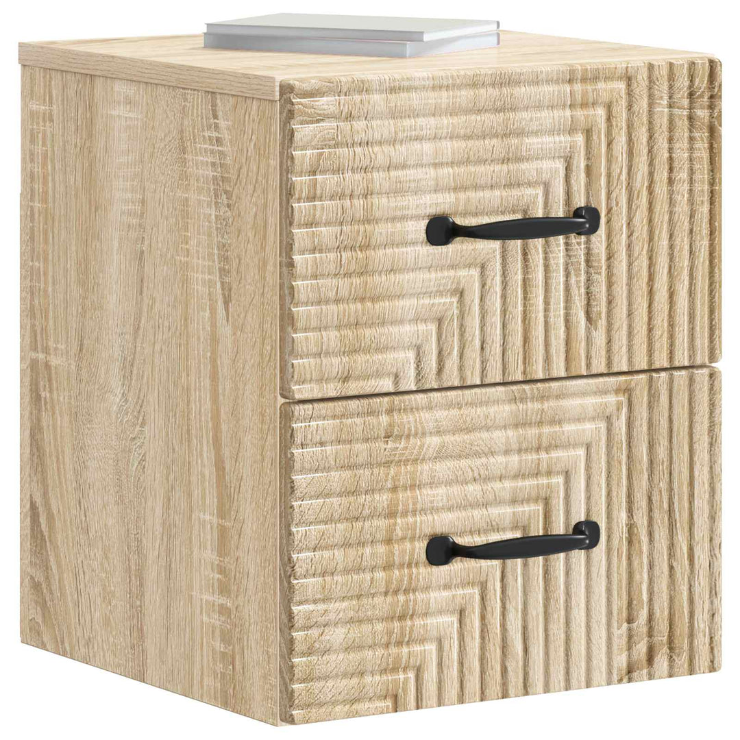 Væghængt Natbord med skuffe 2 pcs Sonoma-eg 34,5 x 33 x 40 cm