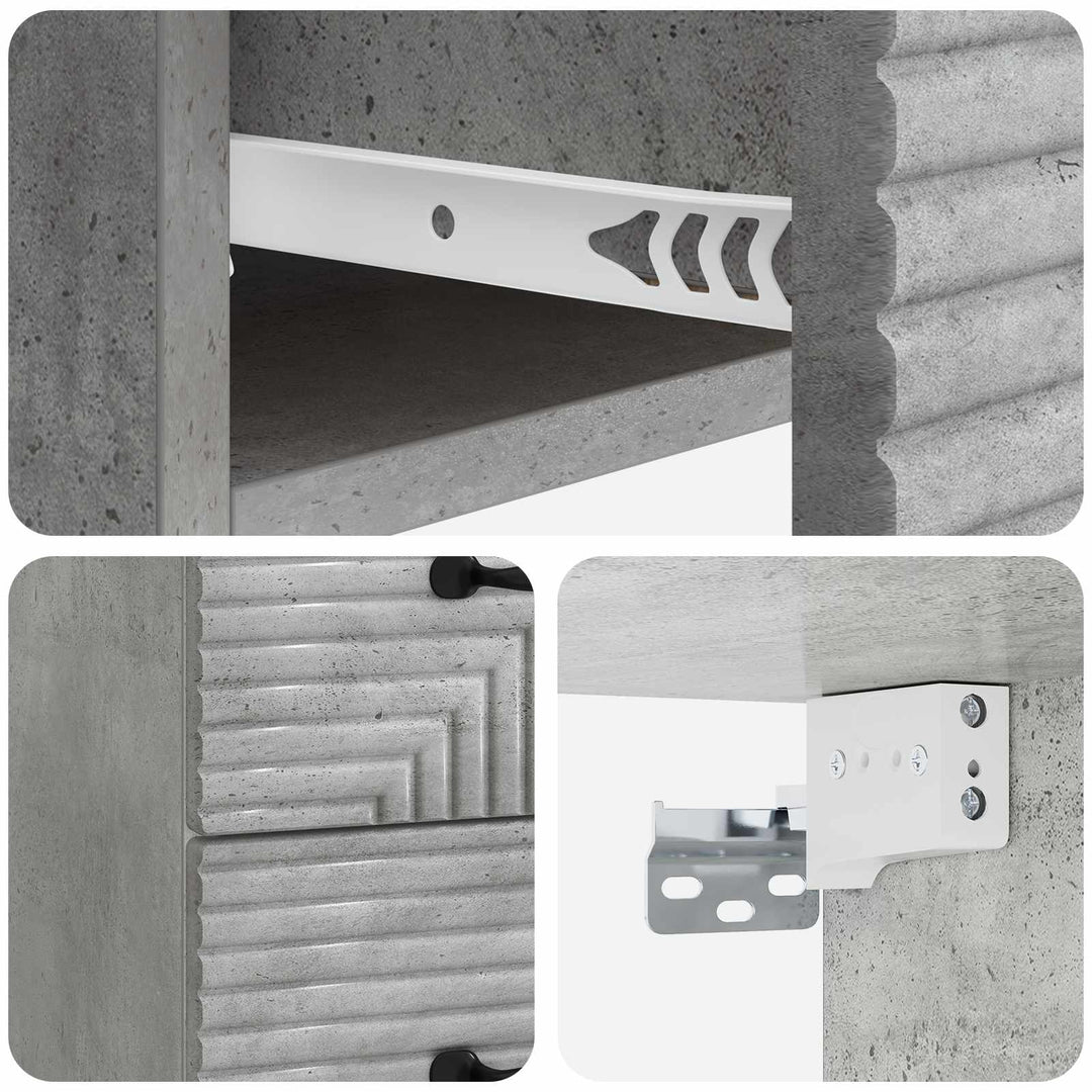 Væghængt Natbord med skuffe 2 pcs Betongrå 34,5 x 33 x 40 cm