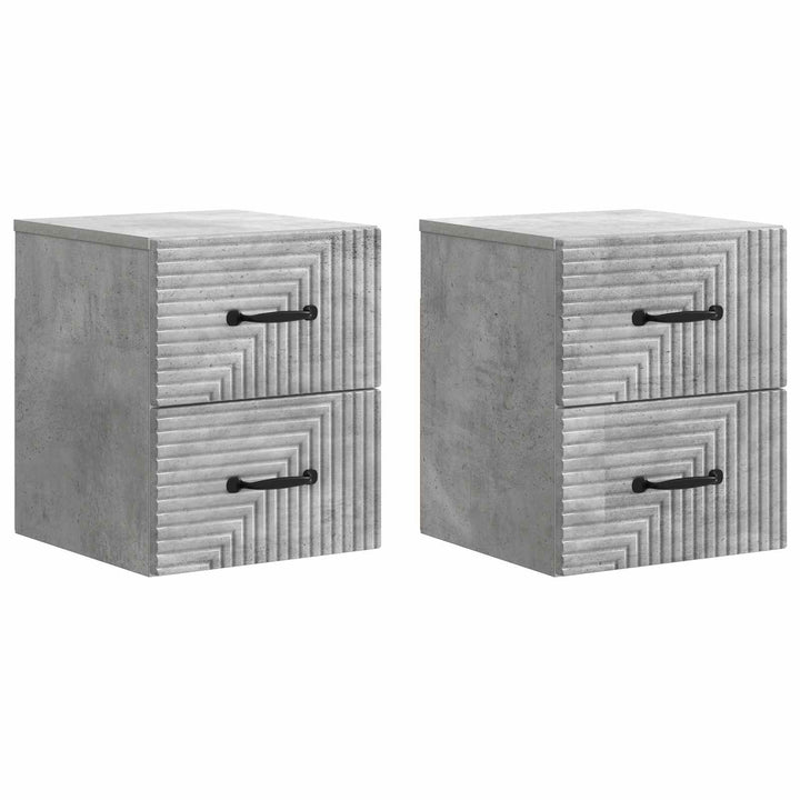 Væghængt Natbord med skuffe 2 pcs Betongrå 34,5 x 33 x 40 cm