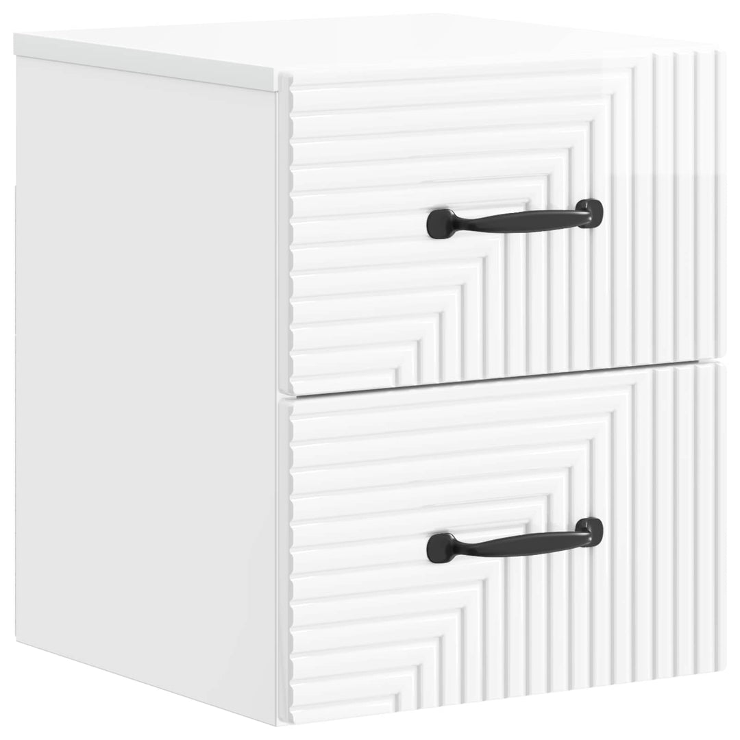 Væghængt Natbord 2 pcs Hvid højglans 34,5 x 33 x 40 cm