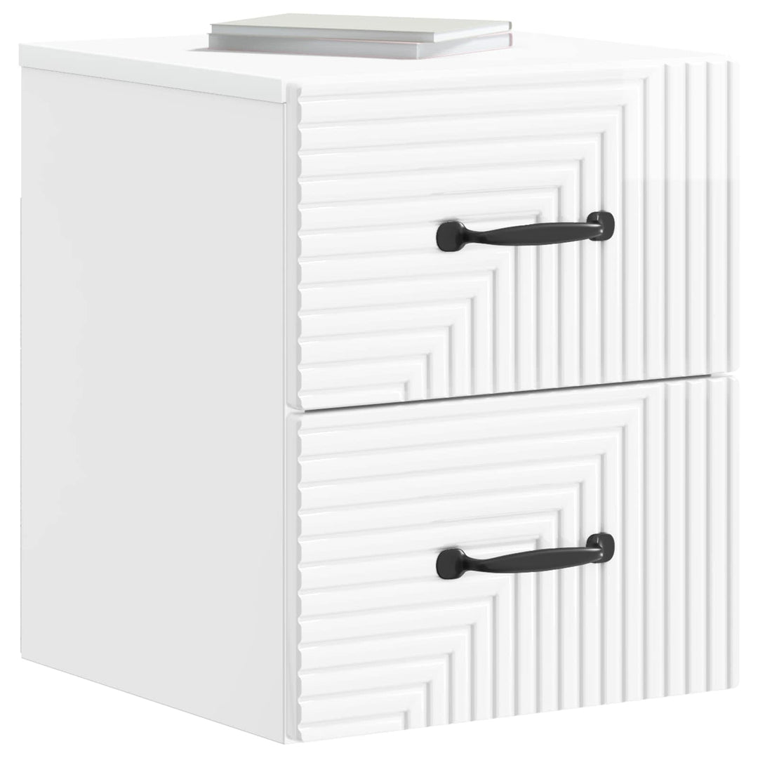 Væghængt Natbord 2 pcs Hvid højglans 34,5 x 33 x 40 cm