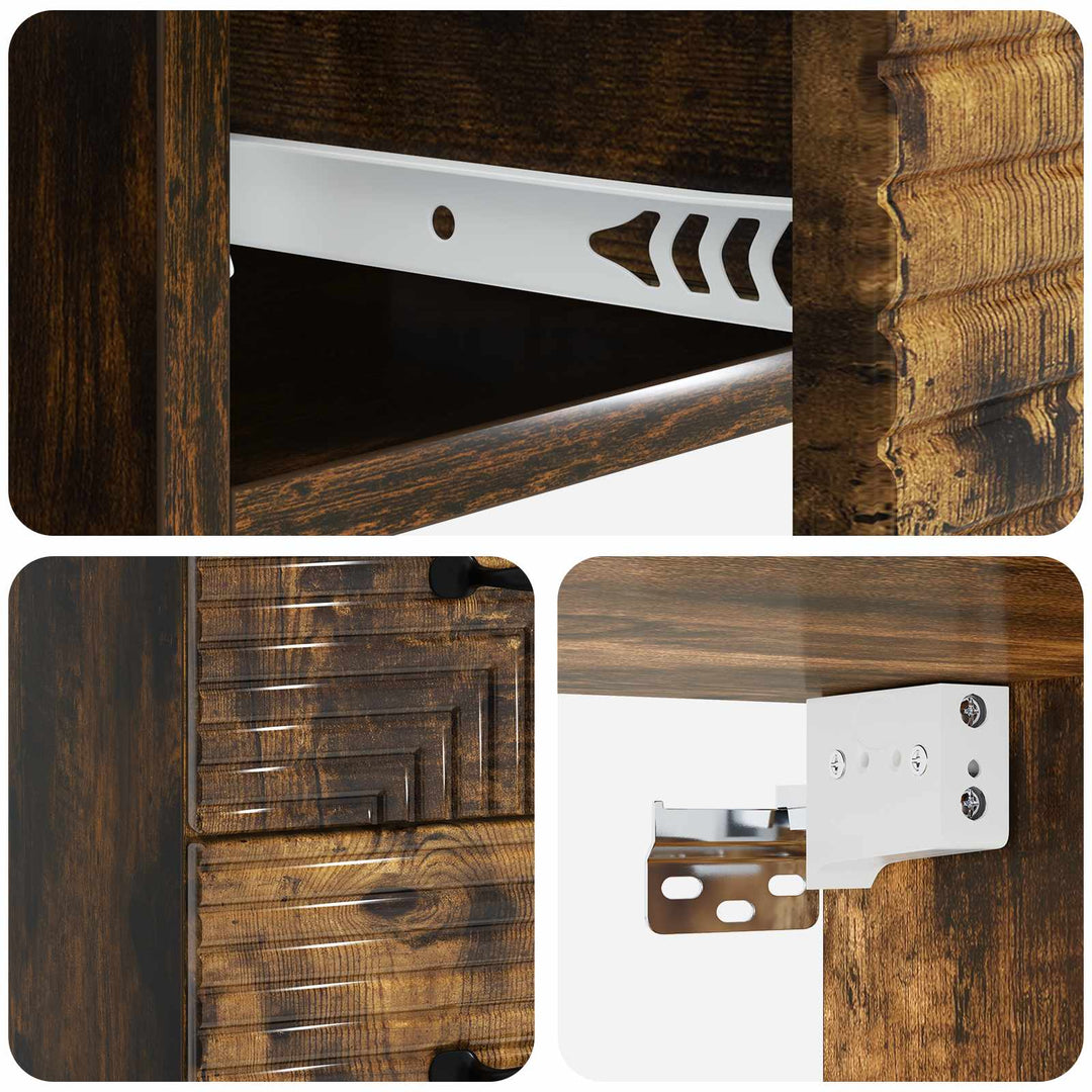 Væghængt Natbord med skuffe 2 pcs Røget eg 34,5 x 33 x 40 cm