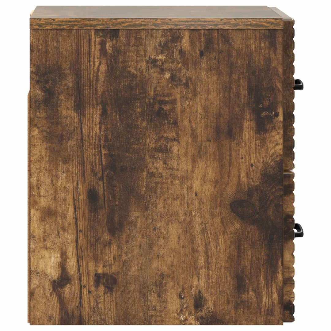 Væghængt Natbord med skuffe 2 pcs Røget eg 34,5 x 33 x 40 cm