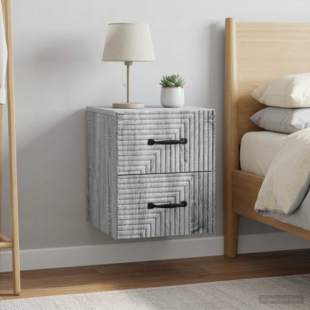 Væghængt Natbord 2 pcs Grå sonoma-eg 34,5 x 33 x 40 cm