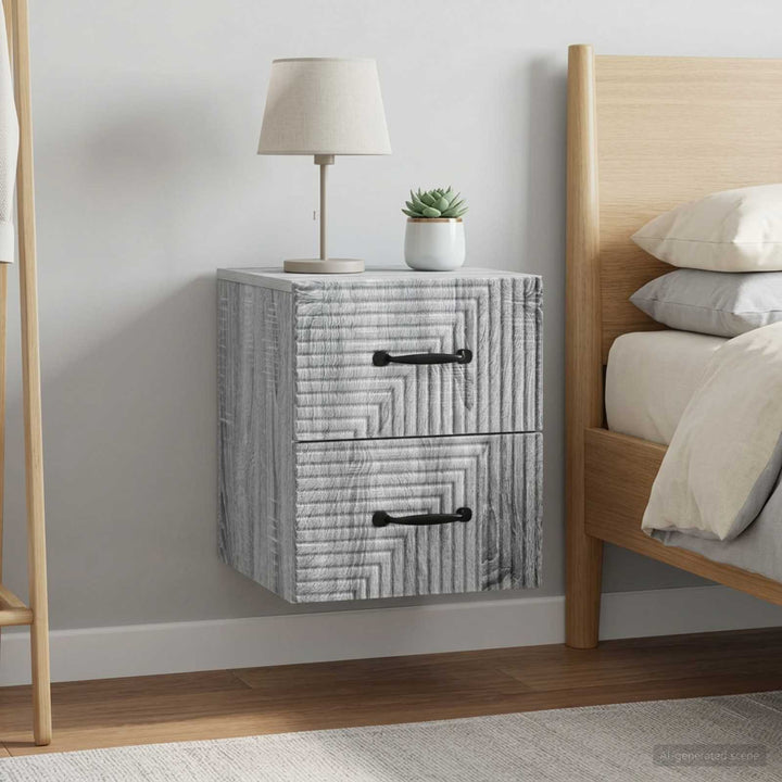 Væghængt Natbord 2 pcs Grå sonoma-eg 34,5 x 33 x 40 cm