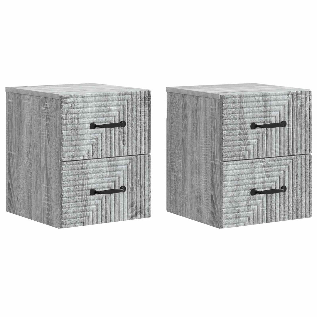Væghængt Natbord 2 pcs Grå sonoma-eg 34,5 x 33 x 40 cm